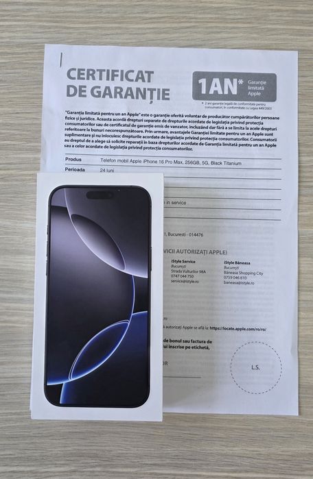 Iphone 16 PRO MAX, 256GB, Black Titanium, 100% BATERIE - GARANTIE