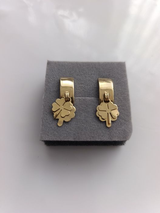 Серьги золотые Клевер 585 пробы