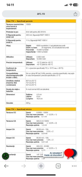 Multimetru digital Fluke 77 IV