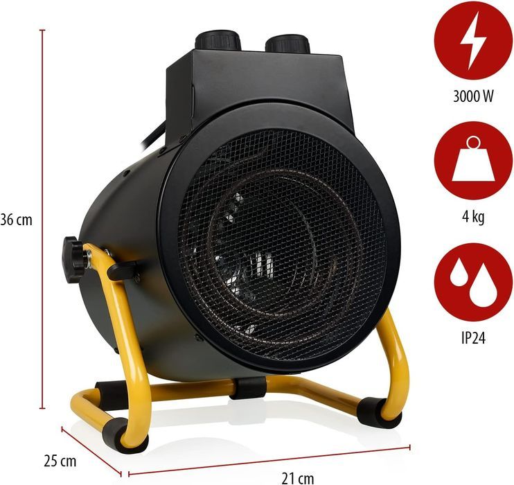 Incalzitor industrial cu element ceramica 3000W, termostat ajustabil