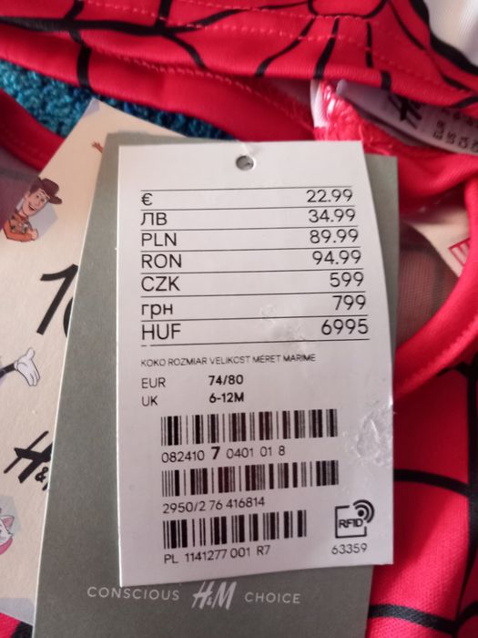 Vând costul nou spiderman H&M 74_80