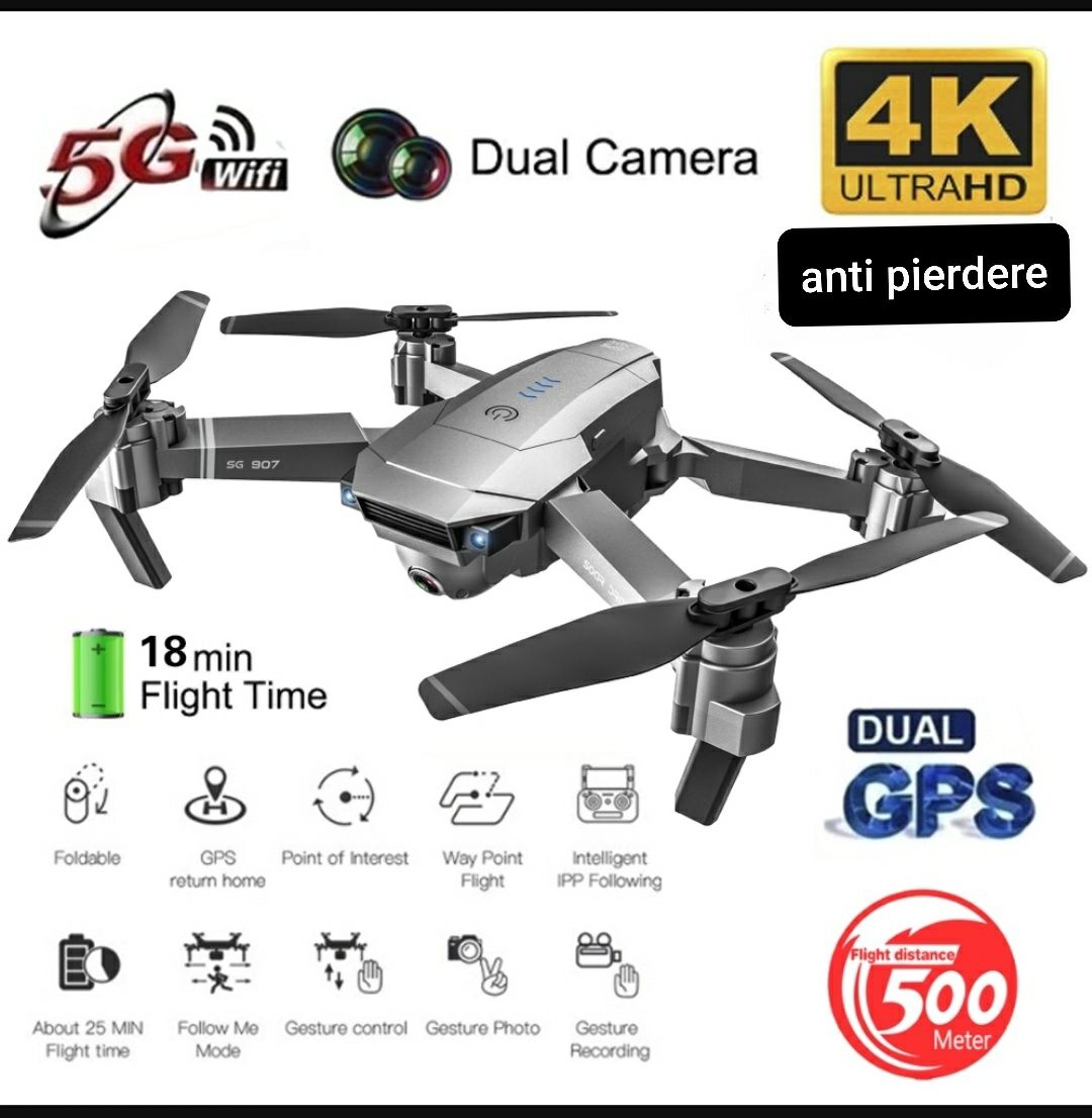 Dronă profesionala 4K cu Gps,Follow Me, anti lost,return, air gesture