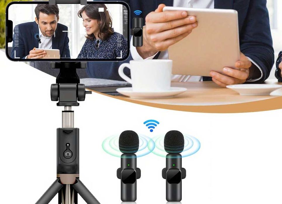 Microfon Lavaliera, o baza 2 mic, Wireless Telefon Tableta audio video