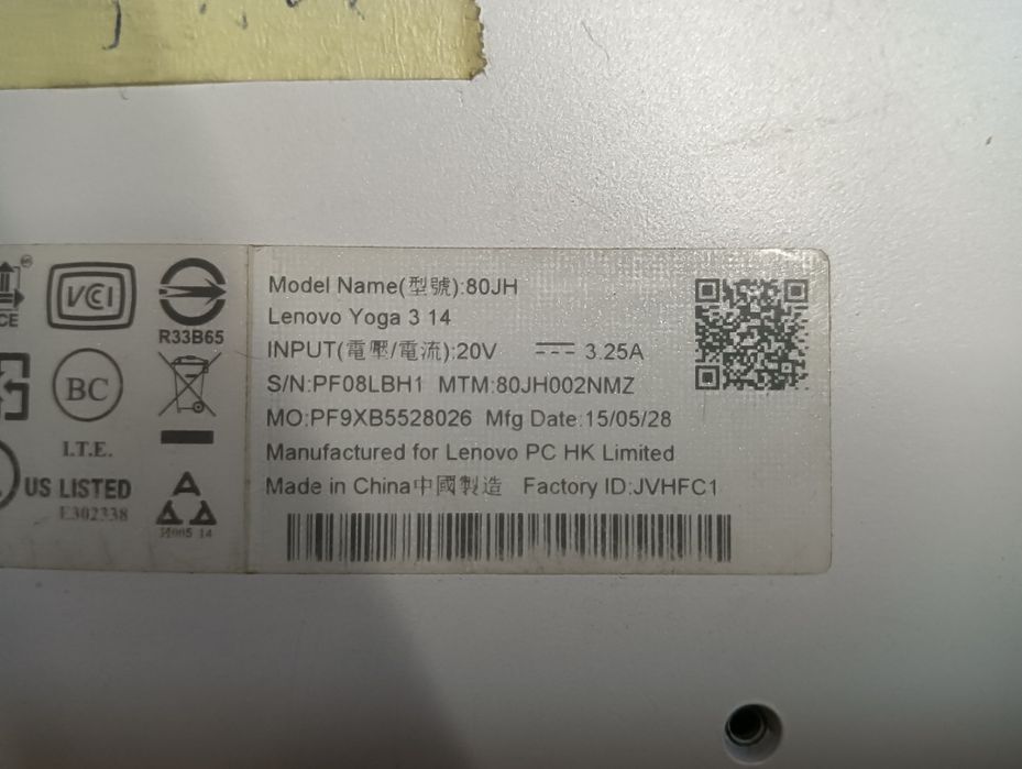 Dezmembrez Lenovo yoga 3 14 80JH