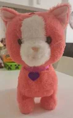 NORIEL - Pisica de plus, merge, miauna, da din coada, roz, 30 cm