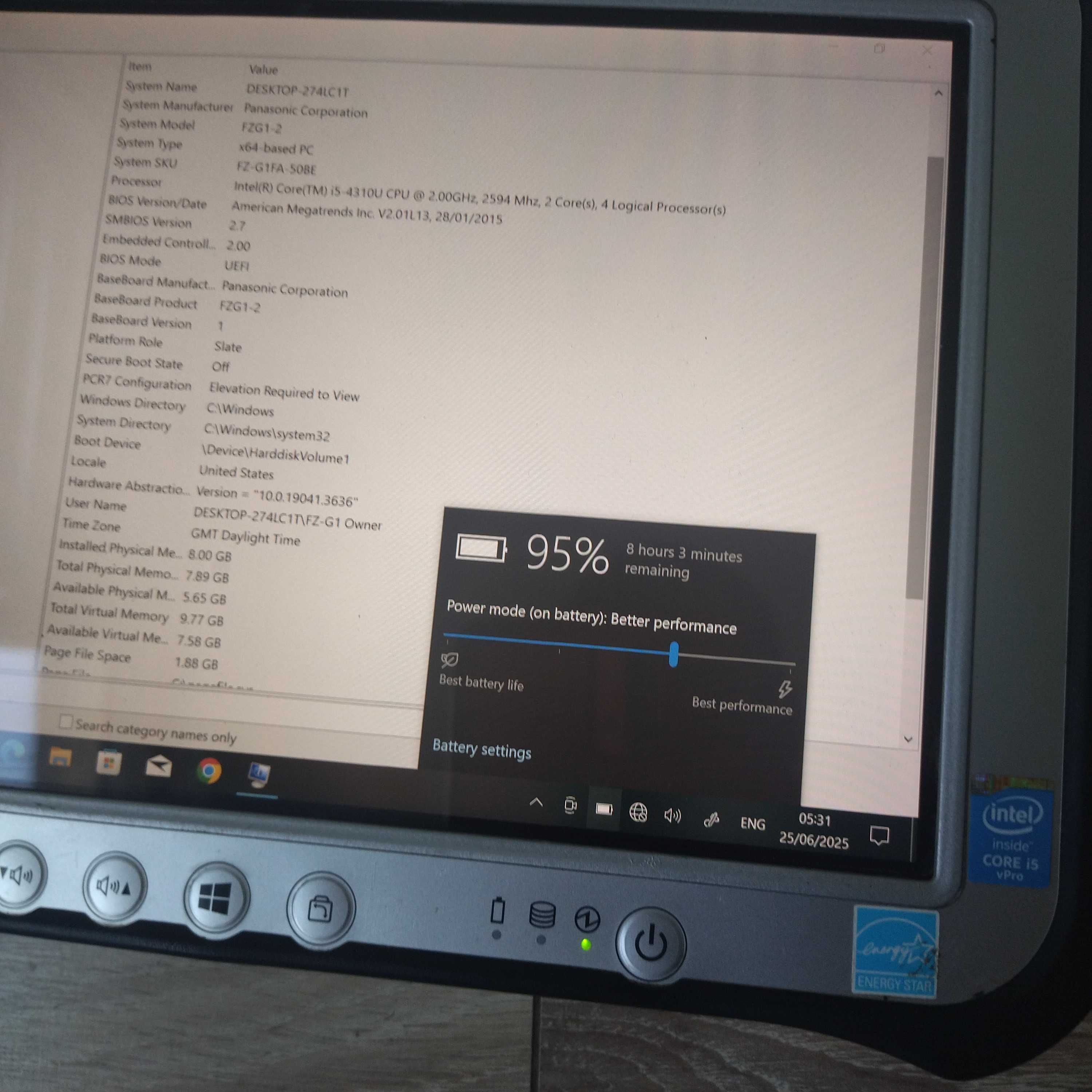 Panasonic 10.1" ToughPad FZ-G1 MK2 8gb ram Win 10 pro tablet