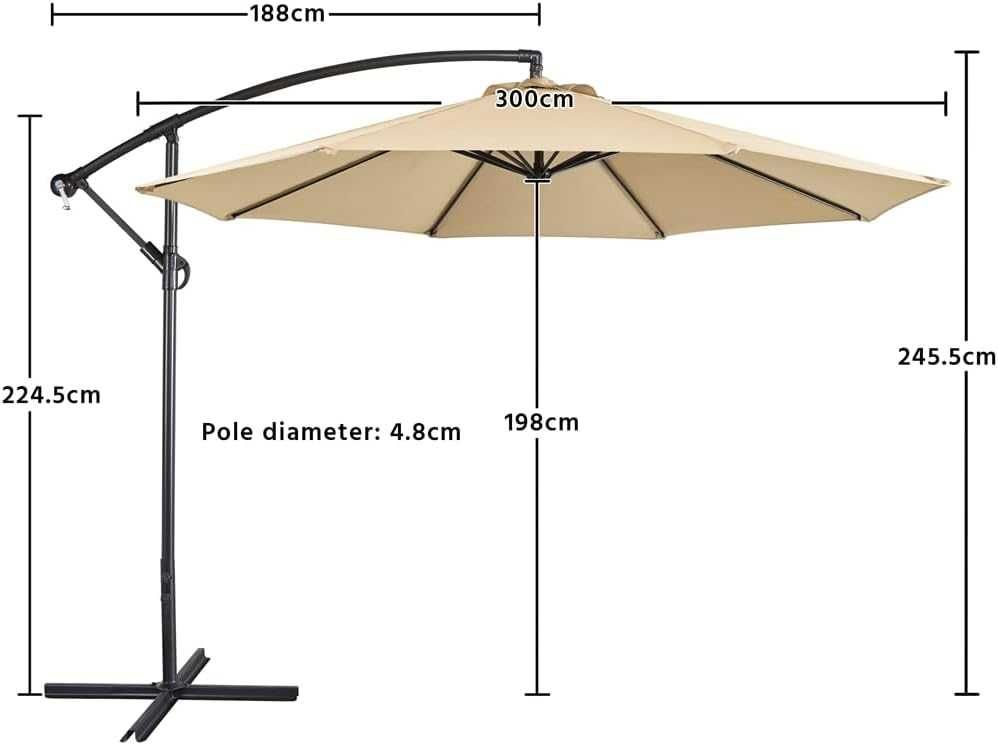 Umbrela suspendata 300 cm octogonala terasa gradina |YT 611243 Tan