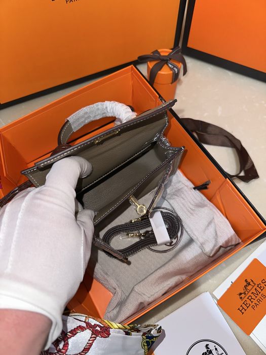 Geanta Hermes Kelly 19cm Gri