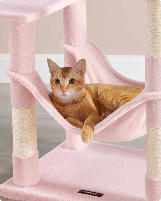 Ansamblu de joaca pentru pisici Feandrea, 143 cm, roz