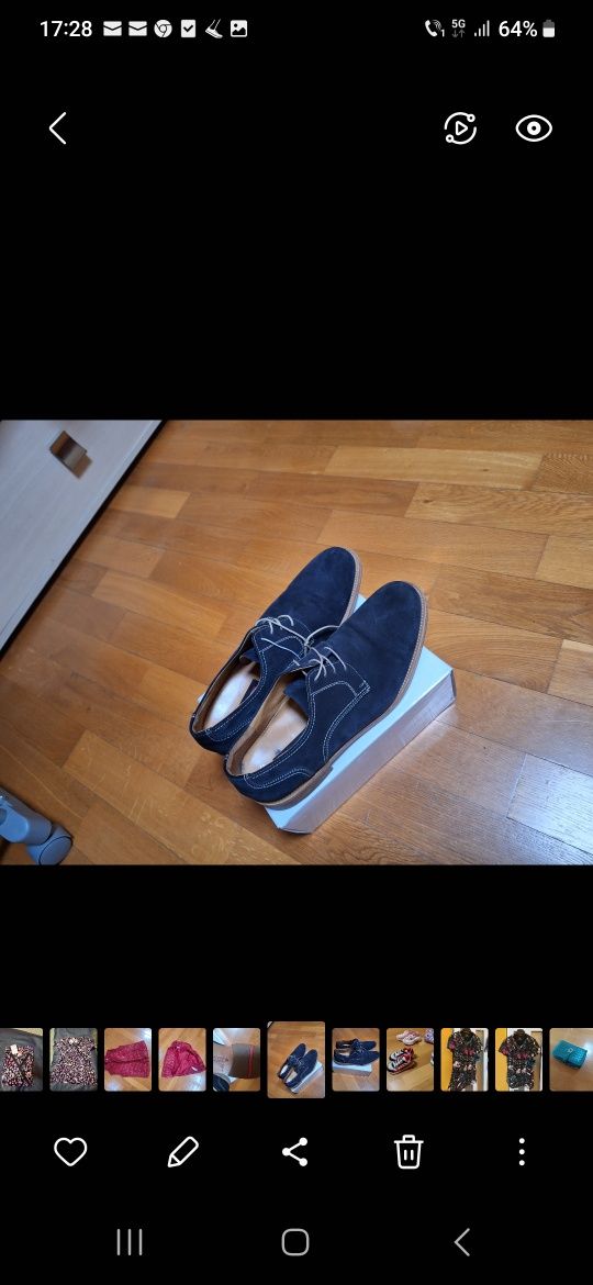 Pantofi piele 45 bleumarin