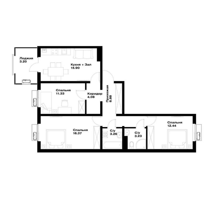 4-комнатная в Oz Makon (Golden House) Альфраганус корзинка