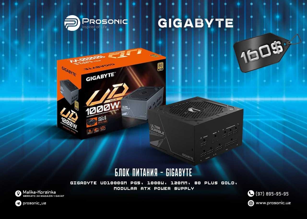 Gigabyte UD1000GM PG5, 1000W, 120mm, 80 Plus Gold