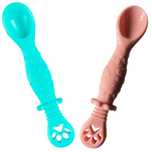 Set 2 Lingurite Bebelusi pentru Hranire Diversificare Turcoaz si Roz