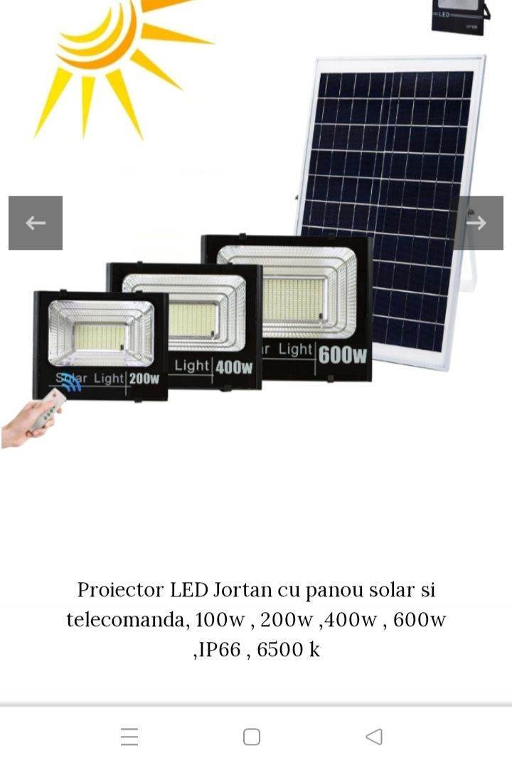 Proiector cu panou solar 150W