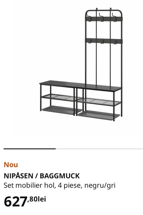Cuier negru metalic Ikea