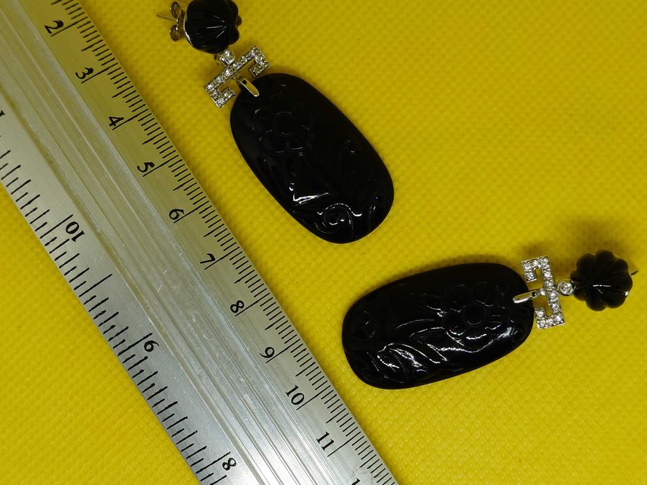 Cercei argint cu onix sculptat și zirconia – 13 g