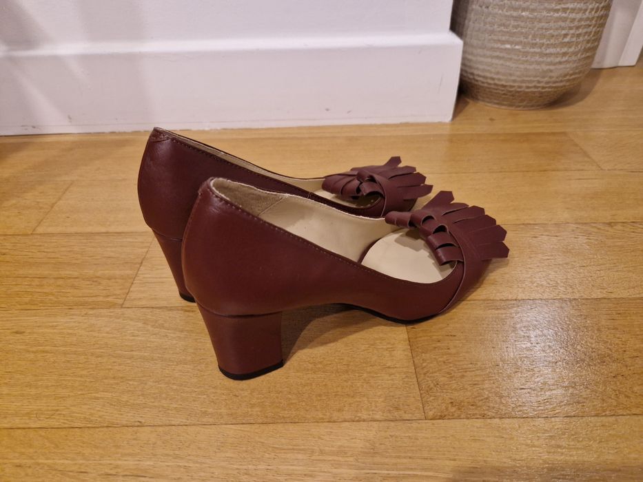 Pantofi din piele, visinii, masura 37.5