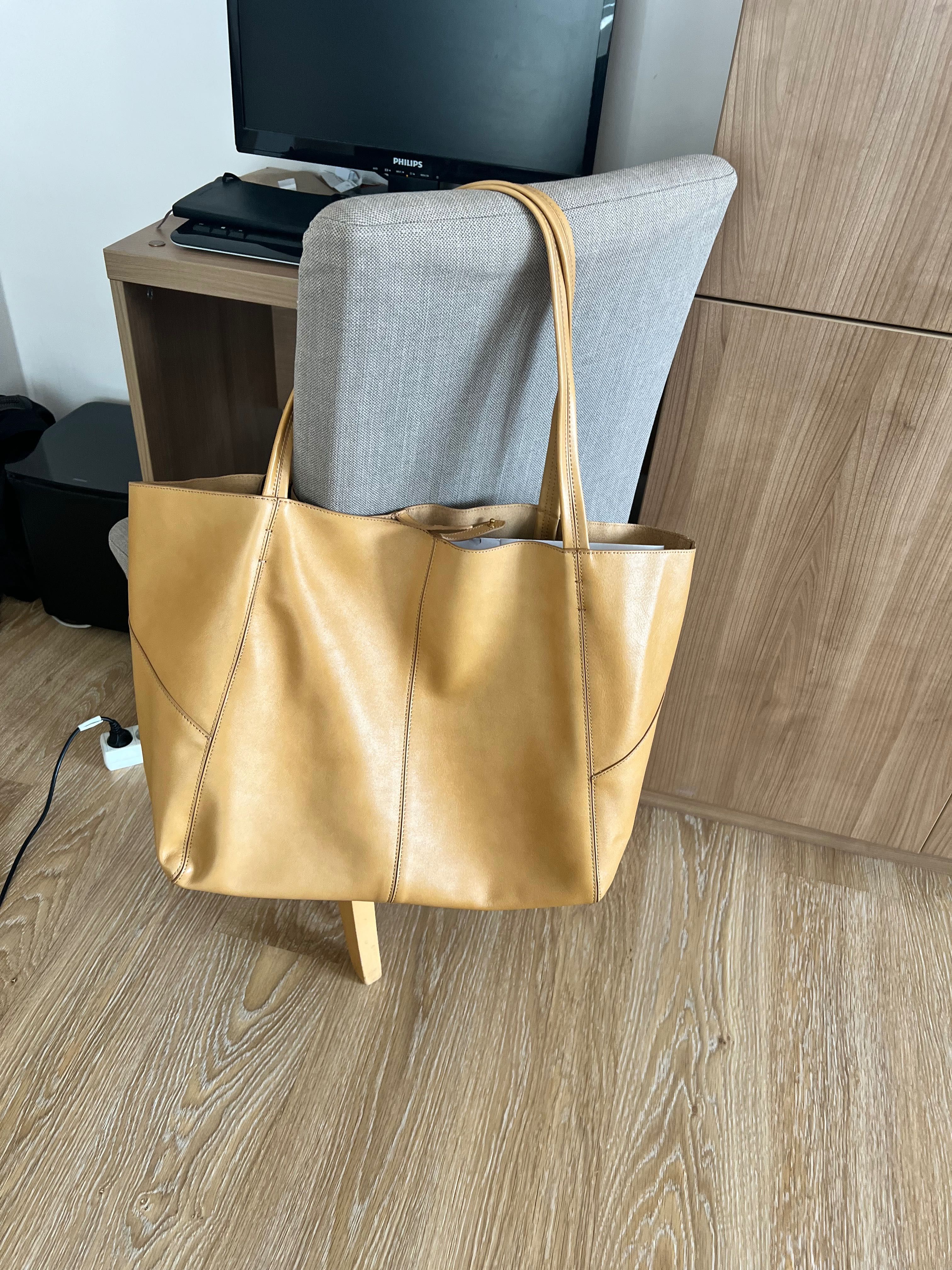Zara leather maxi tote bag