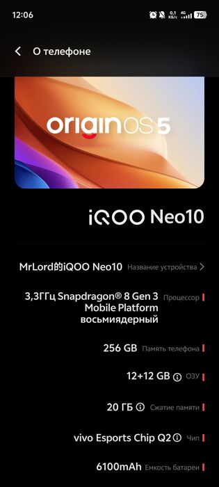 Vivo IQOO neo 10(china) 12/256