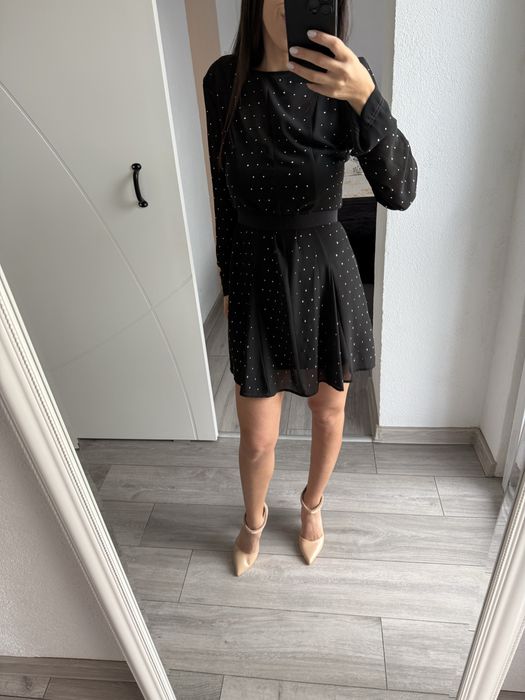 Рокля Elisabetta Franchi, Patrizia Pepe, Vernissage букле, перли, xs