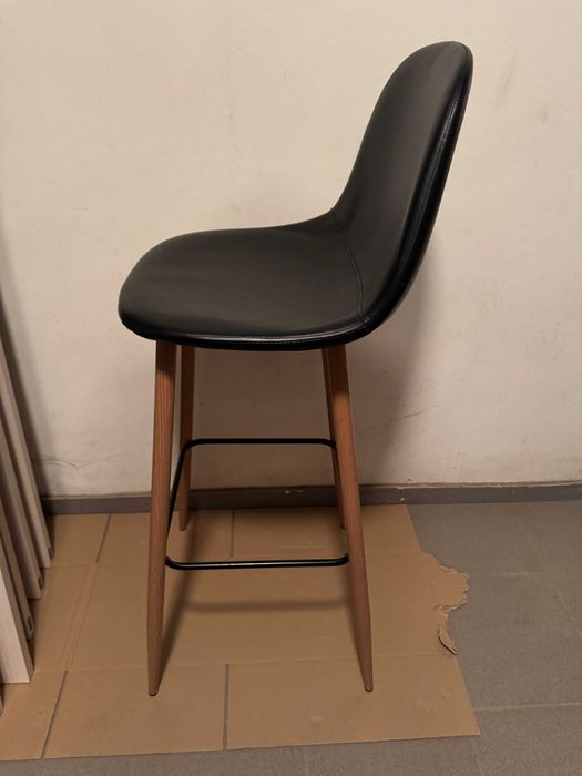 Бар стол JONSTRUP черна изкуствена кожа/цвят натурален дъб 4бр.