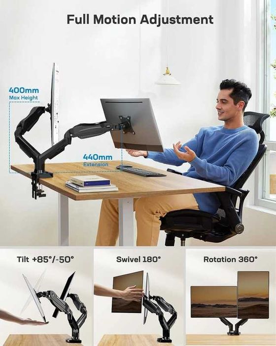 Suport HUANUO pentru 2 monitoare 13-32", rotire 360°