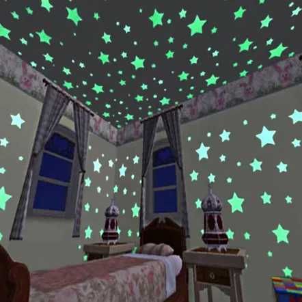 100 бр светещи звездички фосфорни звезди декорация за детска стая