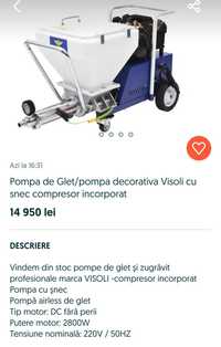 Pompa de glet pompa decorativa visoli cu șnec compresor incorporat