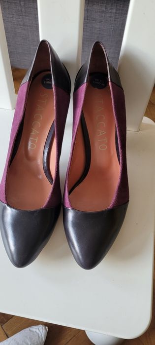 Pantofi cu toc, piele întoarsă mov masura 36