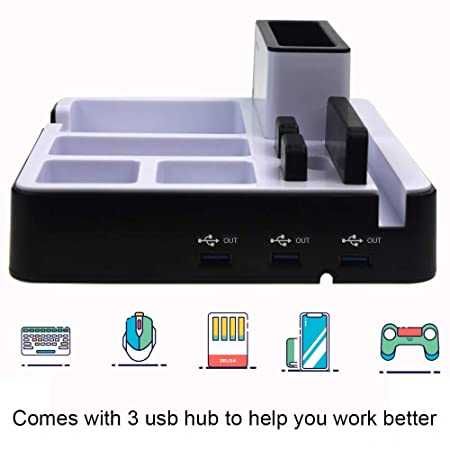 Organizator de birou cu suport telefon cu 3 USB hub usb