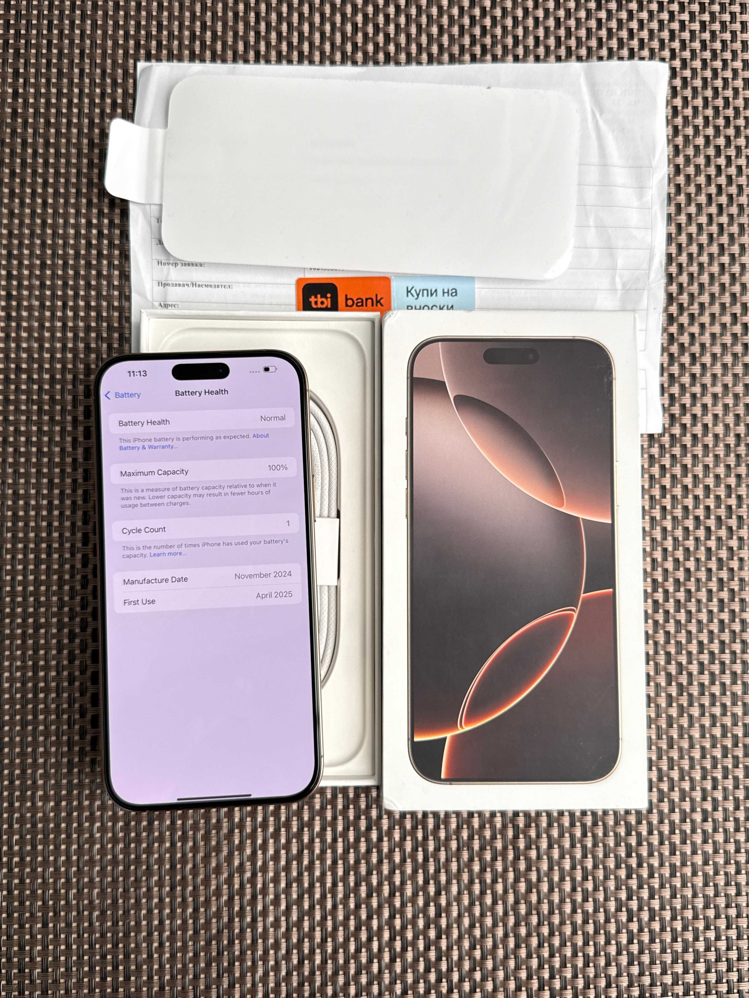 НОВ! 512Gb 24МЕС ГАР iPhone 16 Pro Max Лизинг от 90лв/мес Desert Titan