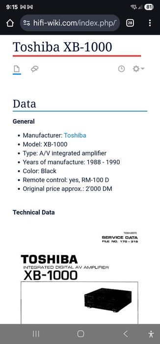 Amplificator Toshiba XB-1000