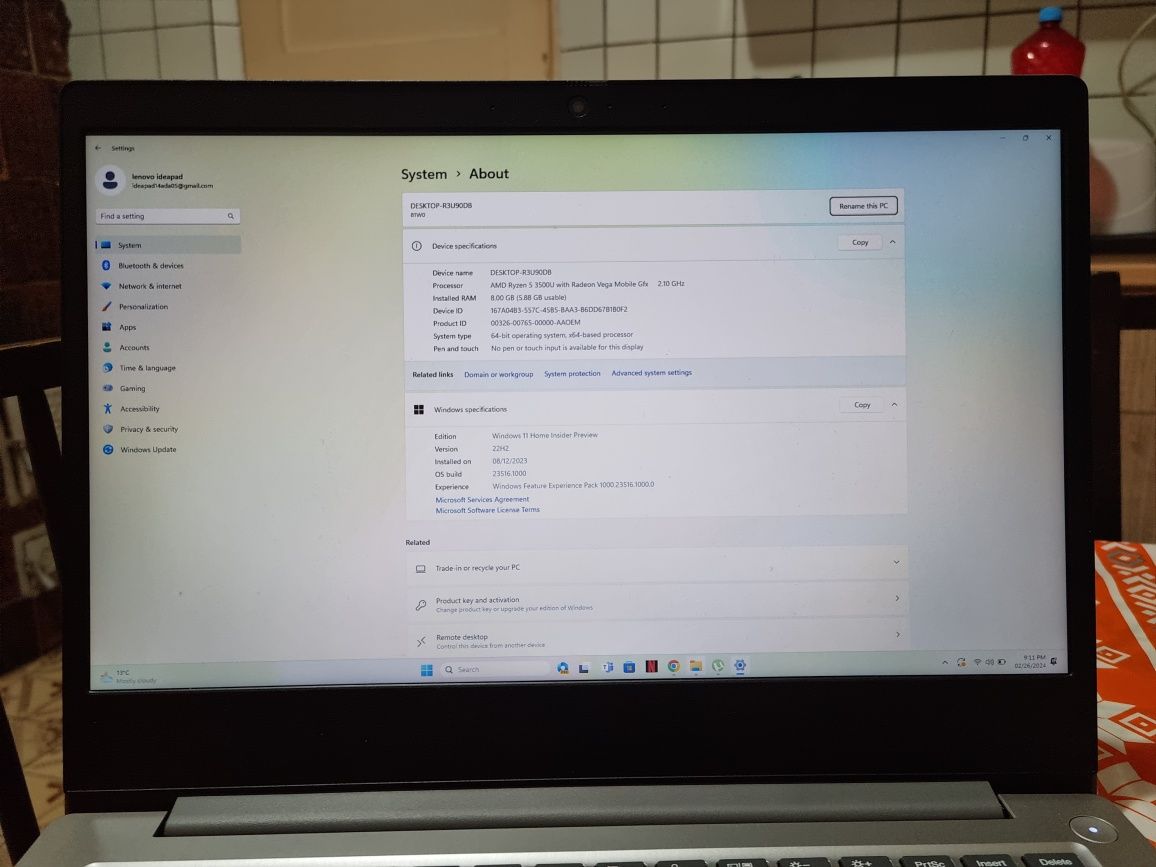 Vand Lenovo Ideapad 3 14"