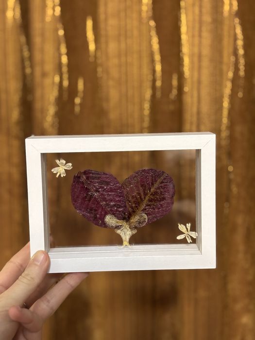 Cadou Valentine’s day. Tablou handmade din frunze si flori presate