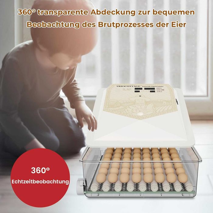 TRIOCOTTAGE инкубатор 56 яйца с автоматично обръщане и контрол