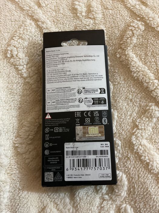 Слушалки Xiaomi Buds 3 Lite, безжични, Bluetooth, микрофон, черни