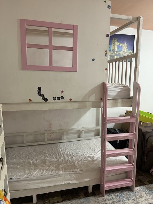 двухьярусная кровать, дерево, береза