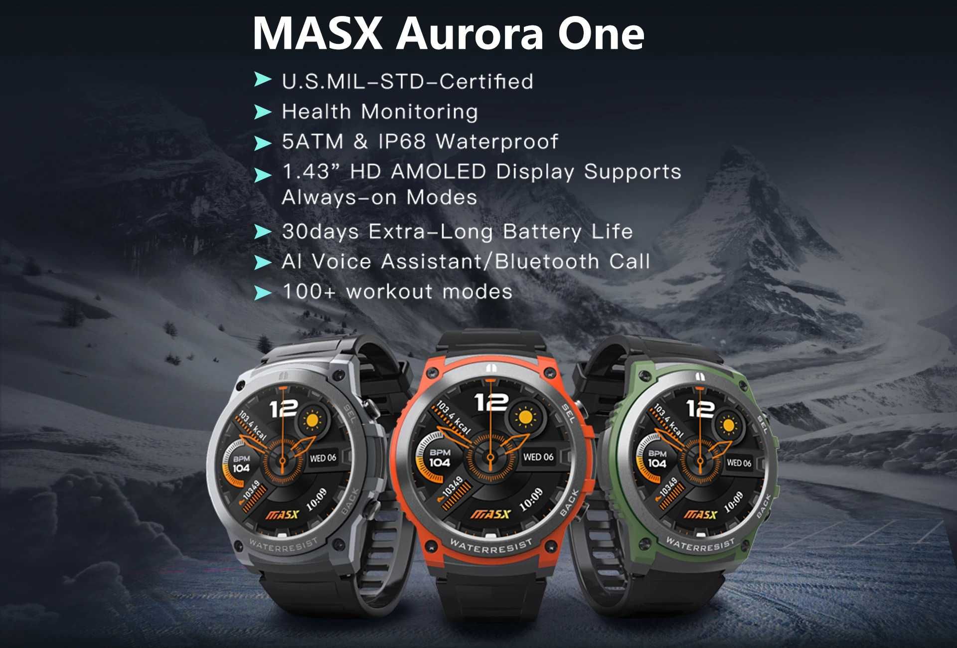 Smartwatch MASX Aurora One, AMOLED, IP69K,  nou, premiera mondiala
