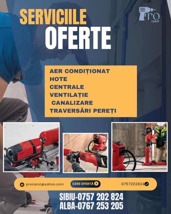 Servicii de carotaj  Carotari gaura hotă centrale aerisire Alba Sibiu
