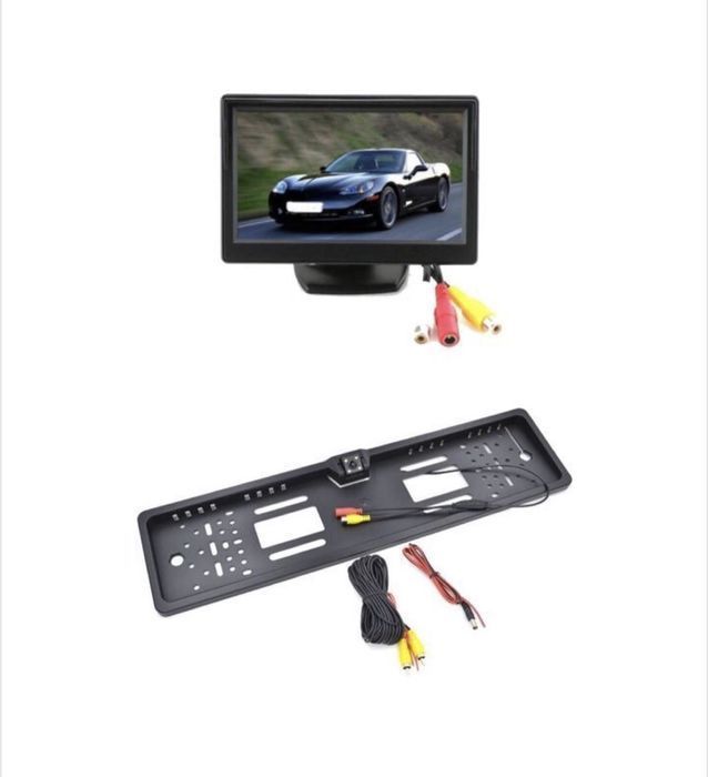 Set - Suport numar inmatriculare cu camera video marsarier si monitor