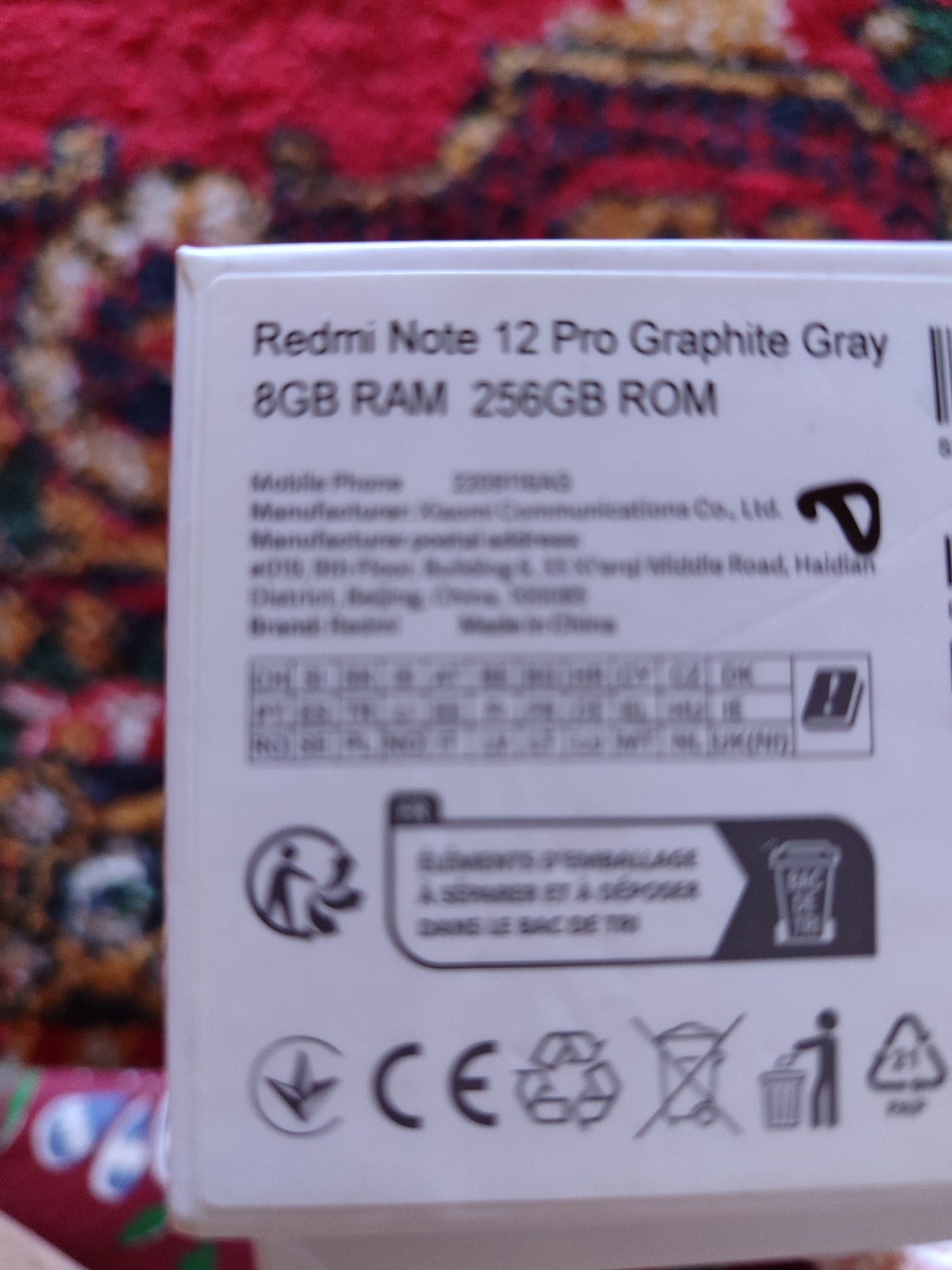 Redmi not 12 pro xotirasi 256 GB