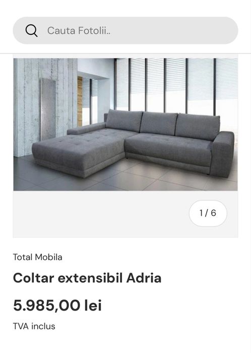 Coltar/canapea extensibila cu lada