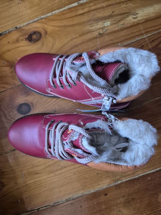 Нови топли зимни детски ботуши за момиче от естествена кожа