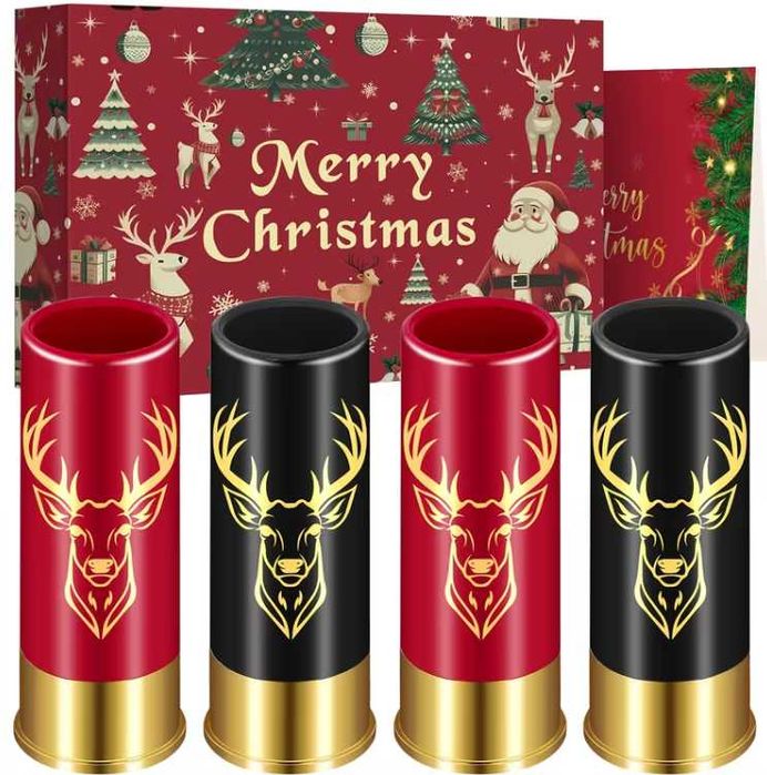 Коледен комплект шотове - 2 или 4 чашки, шотове с елен, в кутия