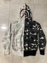 Bape Shark Hoodie Black and White