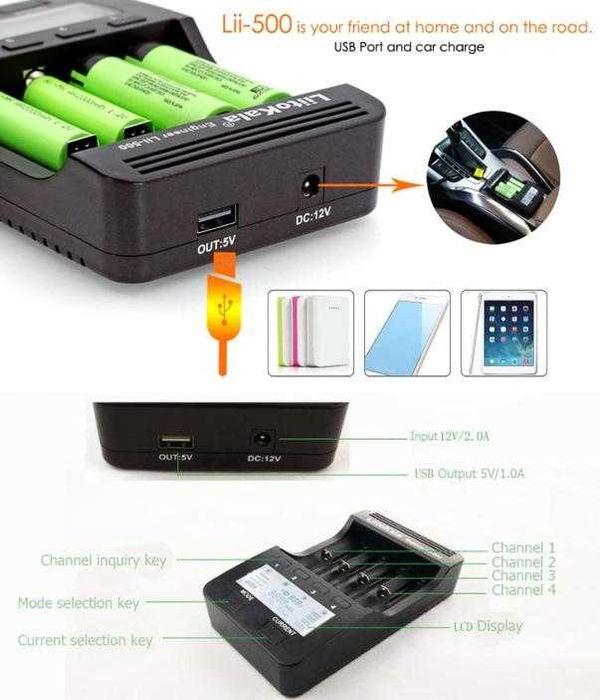 Универсал Смарт Зарядно LCD Екран Engineer LiitoKala Lii-500 18650 AAA