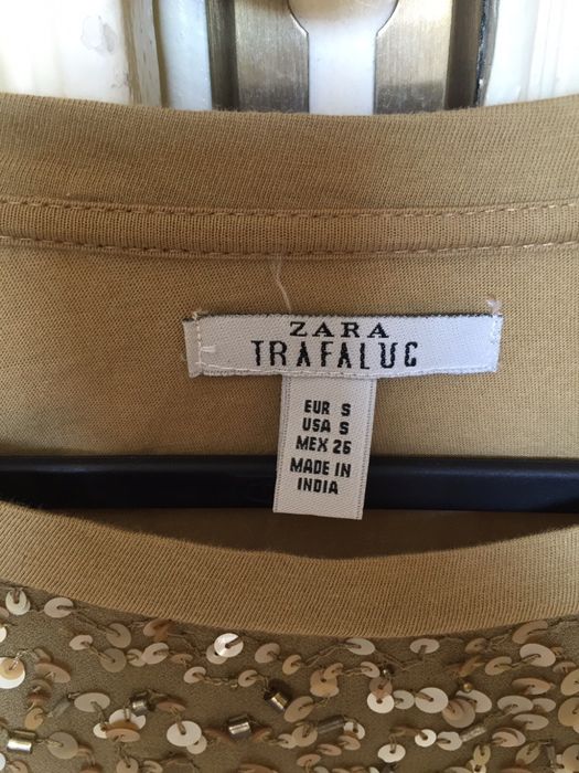 Bluza kaki cu paiete talie scurta Zara_8