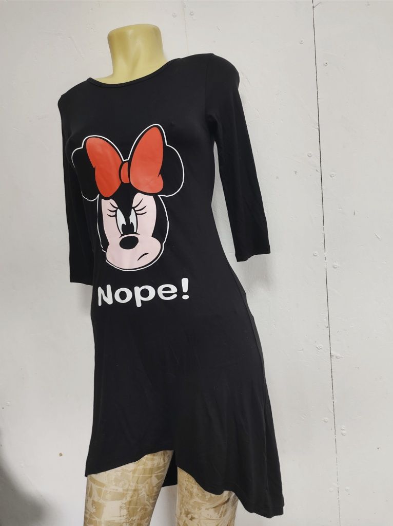 Rochie Minnie Nope viscosa elastica neagra scurta asimetrica S M L
