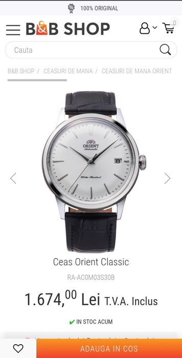 Ceas ORIENT RA-AC0M03S30B; ORIGINAL, acte, sigilat.