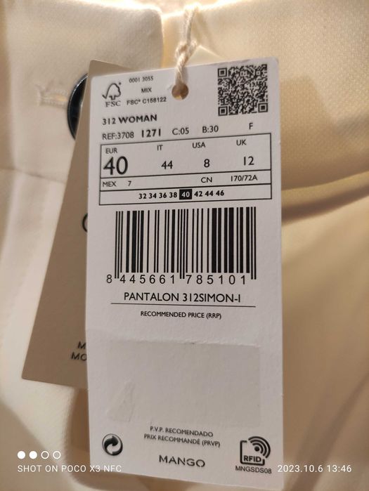 Pantaloni Mango albi 40